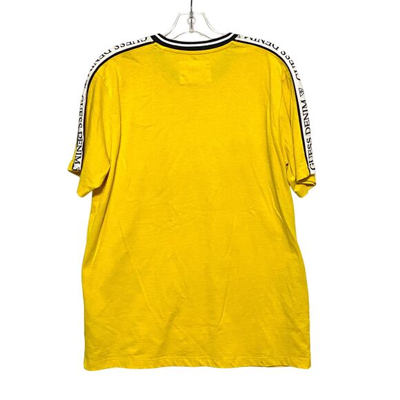 Guess Loss Angeles Yellow Hyatt Logo Question Mark Tape Tee Shirt Mens Medium M - Picture 3 of 7